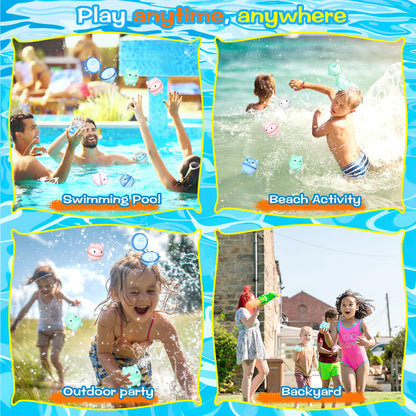 DBPBToU 8/12/16 Piece Water Balloons Reusable for Kids Adults, Self-Sealing Water Balloons, Water Toys for Kids for Family Game Beach Pool Party (12 Pieces)