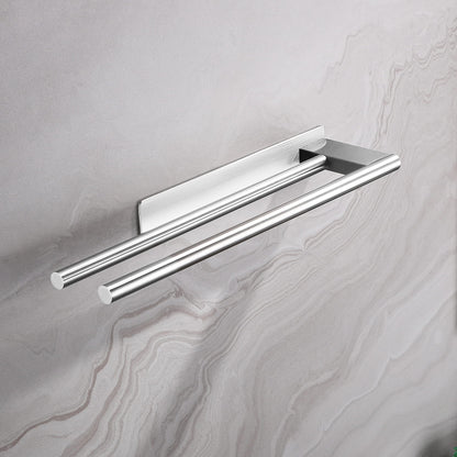 Dvocel towel holder without drilling Double 304 stainless steel towel bar Two-armed Self-adhesive guest towel holder Wall-mounted for bathroom kitchen