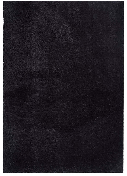 Mia's Carpets Taos cozy short pile carpet, non-slip bottom, washable up to 30 degrees, super soft, fur look, Black, 140 x 200 cm