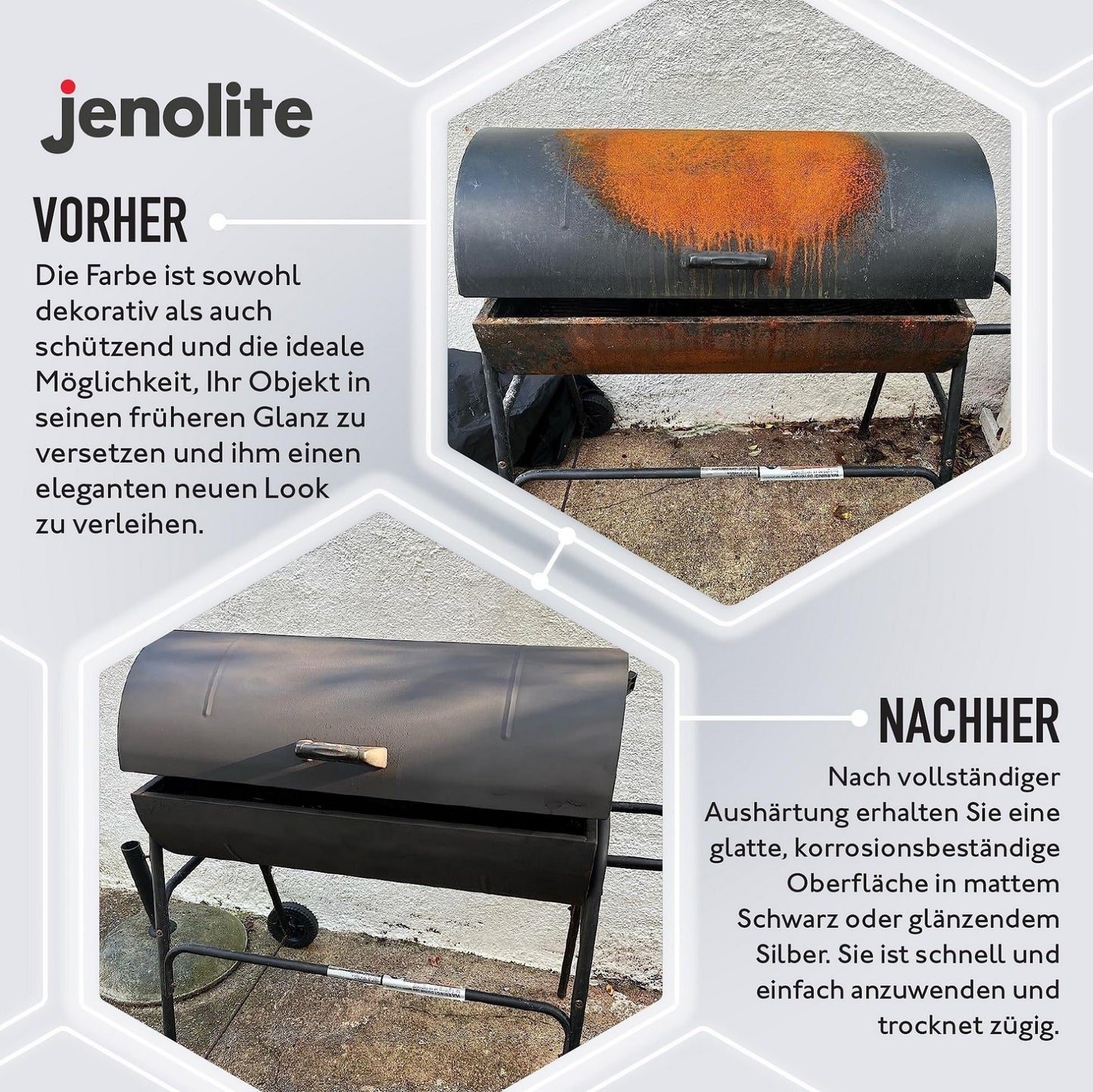 JENOLITE Directorust spray paint for grills and stoves, silver, highly heat resistant up to 650°C | 3 x 400 ml