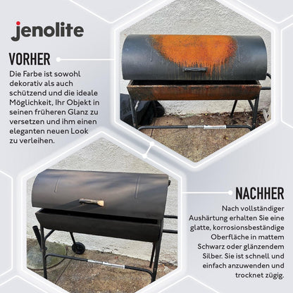 JENOLITE Directorust spray paint for grills and stoves, silver, highly heat resistant up to 650°C | 3 x 400 ml