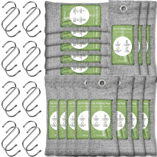 Air purifying bags, activated charcoal bags, odor absorbers, moisture absorbers, natural car air fresheners for shoes, odor eliminators for home, pet, closet (Small 16 Pack)