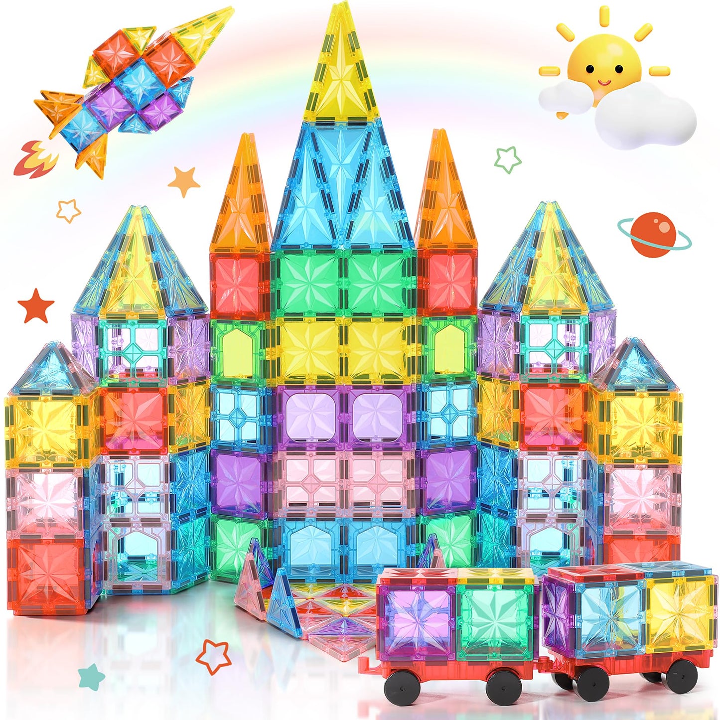 Lovchil Magnetic Building Blocks 61 pieces Magnetic Building Blocks for 3+ years Magnetic Toys Preschool Learning Montessori Educational Toys for 3 4 5 6 7 8 year old boys and girls