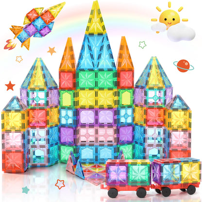 Lovchil Magnetic Building Blocks 61 pieces Magnetic Building Blocks for 3+ years Magnetic Toys Preschool Learning Montessori Educational Toys for 3 4 5 6 7 8 year old boys and girls