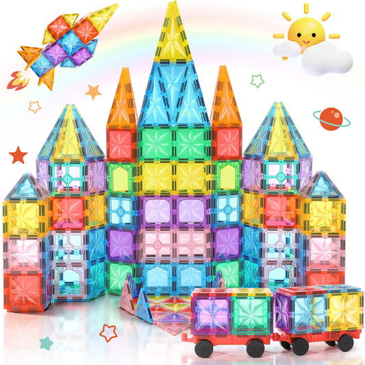 Lovchil Magnetic Building Blocks 61 pieces Magnetic Building Blocks for 3+ years Magnetic Toys Preschool Learning Montessori Educational Toys for 3 4 5 6 7 8 year old boys and girls