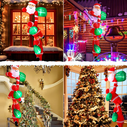 Wikay 8.2FT Inflatable Santa Claus Decoration with Gift Bag, Large Inflatable Christmas Decoration with LED Lights Hanging Santa Ornament Inflatable Christmas Figure Yard Decoration