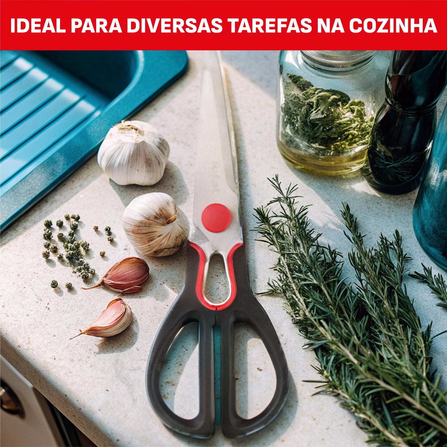 Tefal Ingenio K20741 kitchen scissors | 30 cm | plastic | detachable blades | dishwasher safe | Black/Red