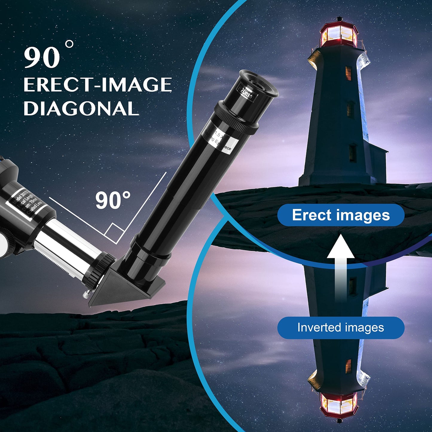 Aomekie Telescope for Kids Beginners 70MM Astronomy Telescope with Smartphone Adapter Aluminum Tripod Barlow and Erecting Eyepiece