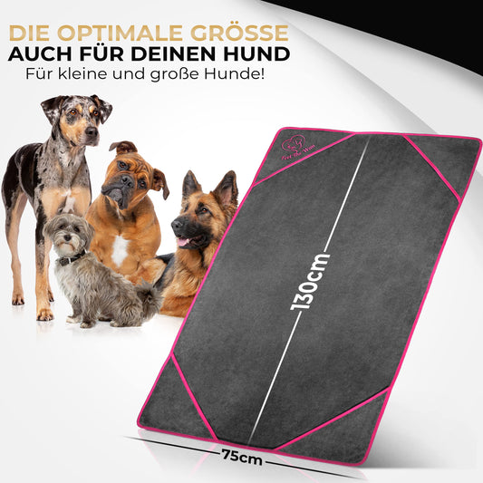 FeelTheWau Dog Towel extra absorbent - Dog towel for large and small dogs - SOFT AND CUDDLY - Dog towel - Gift for dog owners (2 pack 130x75cm, Gray/Pink)