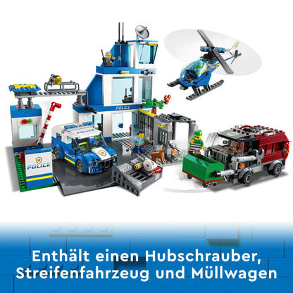 LEGO 60316 City Police Station with police car, garbage truck, and helicopter. Building kit with 3 figures, police toy for boys and girls 6+. Great gift for kids.