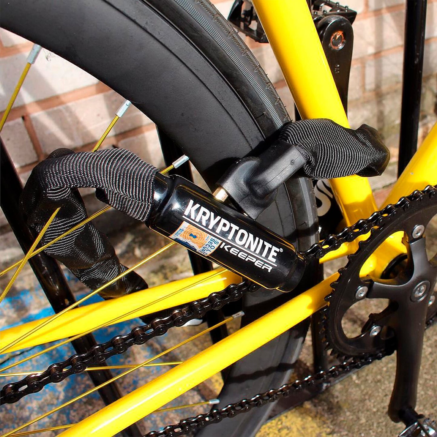 Kryptonite Keeper 785 Integrated Chain Lock - 85 cm, security level 5/10, anti-theft bike lock, with 7 mm steel chain and 2 keys - Black