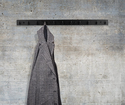 Brute Strength - Coat Rack - 11 Hooks - 74 cm - Stainless Steel - Door Hooks for Kitchen, Black Hook Rail, Wall Coat Rack, Bathroom, Living Room, and Hallway for Hats, Scarves, Handbags - Towel Hooks