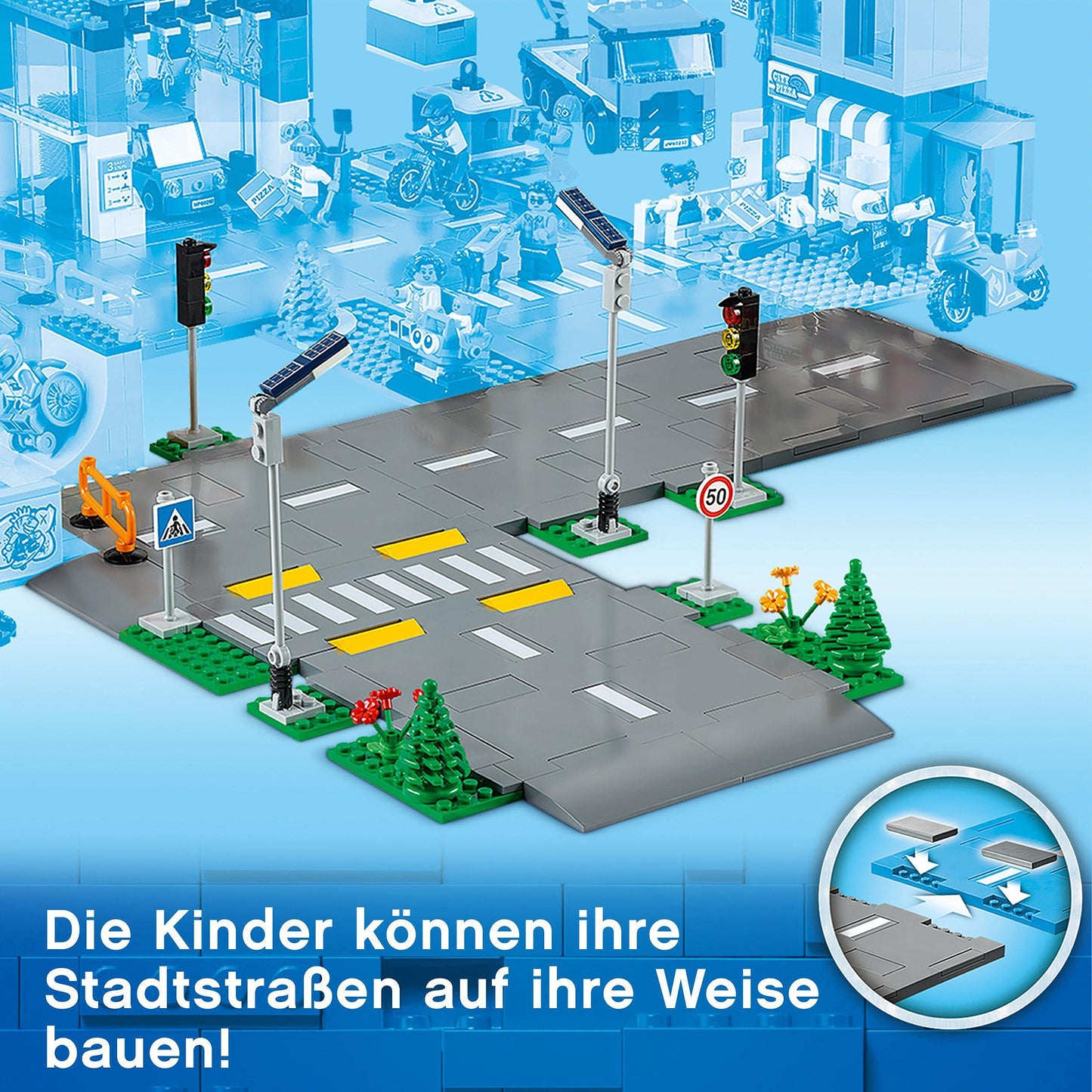 LEGO City Intersection with Traffic Lights, set with glow-in-the-dark bricks 60304 & City Burger Truck, set with toy car for 5-year-old children.