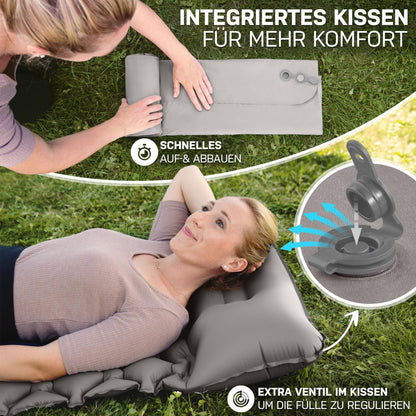 NORDBÄR® Camping inflatable sleeping mat & Ultralight [with or without pillow]| Iso air mattress small pack size for camping, outdoor & trekking| Camping pad, sleeping pad, travel mattress