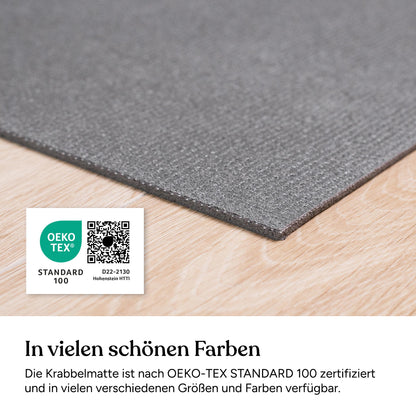 Honored Child® Made in Germany Anti-Slip Crawling Mat Oeko-Tex Mats | Playmat Baby | Size 120x120cm GRAY