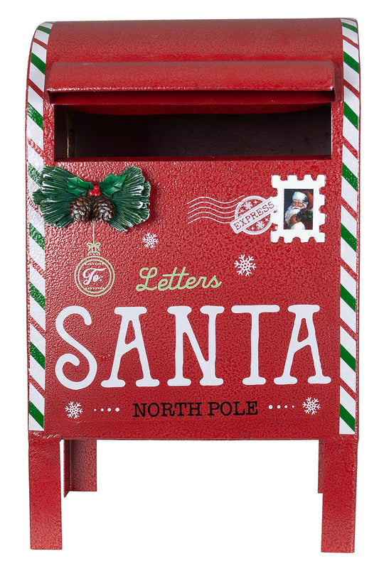 Christmas Paradise Decorative Metal Mailbox 34cm Red Santa Claus Mailbox