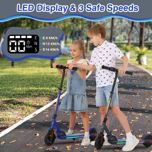 Caroma E Scooter for Kids aged 8-14, Max 17Km/h, 150W motor, Foldable Electric Scooter for Kids, Adjustable speed & height, LED display, Gift for Children and Teens (Blue)