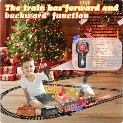 Hot Bee Electric Remote Control Kids Train, Electric Christmas Tree Train, Steam Christmas Tree Train, Christmas Train for the Tree with Remote Control Train Toy Set