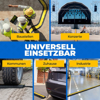 1-channel cable bridge with lid drivable stumble protection ramp bridge protector | 10 t load capacity | rubber