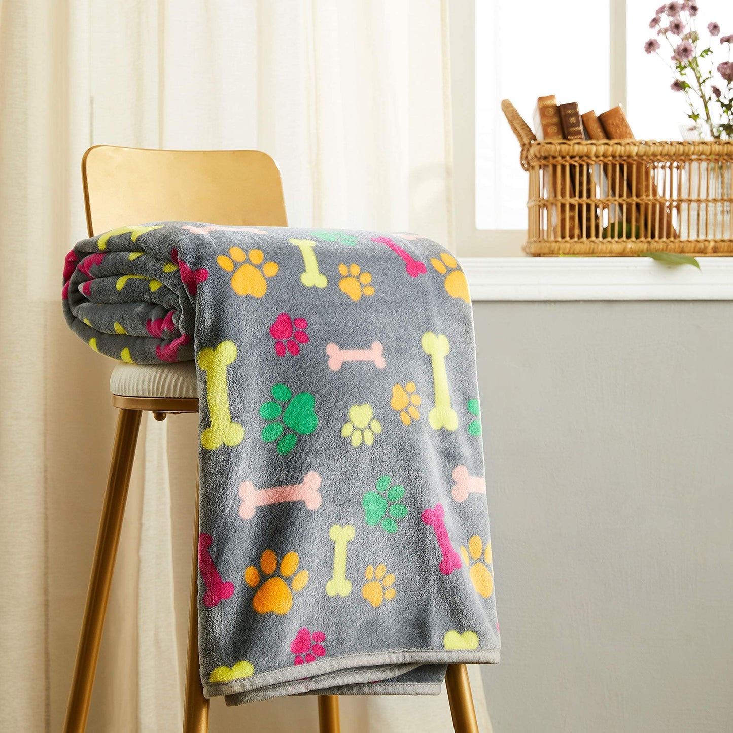 ALLISANDRO Fluffy Dog Blanket [200x160cm Gray] Cat Blanket with super soft fluffy pet blanket, throw for dog bed sofa and couch, multicolor, XX-Large, 999H02