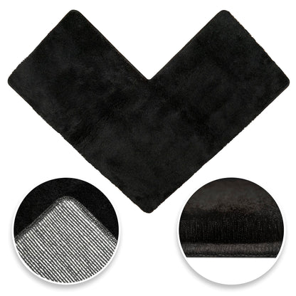 BADELIGA® corner shower mat, perfect mat for square shower enclosures. Extremely fluffy, non-slip & washable. Dryer-safe. Bath mat, bath rug with corner cutout 50 x 100 x 100 cm in black.