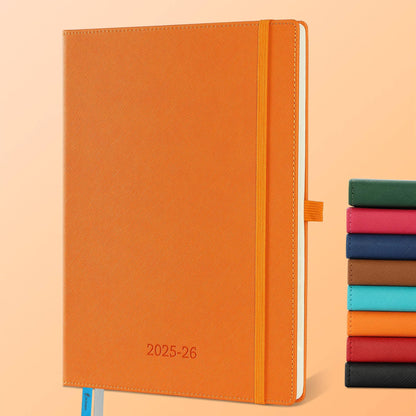 IN-LUXPRO Calendar 2025 2026 Weekly Planner, 18-Month Book Calendar (Jul.2025-Dec.2026) Monthly Calendar with Expense & Note Pages A4 (29 x 21.7 cm), with Vegan Leather & Note Pages, Orange Color.