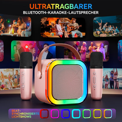 Karaoke machine with 2 karaoke microphones music instrument accessory: Wowstar karaoke system with 2 microphones - Mini karaoke machine - Speaker karaoke box set - Gifts for girls