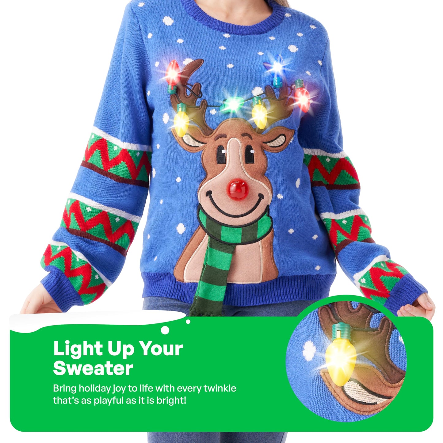 JOYIN Women's LED Light Up Get Lit Christmas Tree Ugly Christmas Sweater with Built-in Bulbs (large, black)
