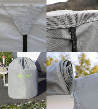 GreenYard® cover for caravans or motorhomes camping cover | Protection against dust and moisture | water repellent and breathable | durable (XXL 730 x 250 x 220 cm)