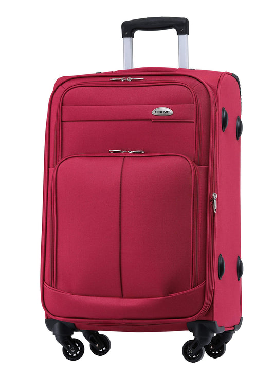 BEIBYE Lightweight Fabric Suitcase Set Trolley External Pockets Expansion Pleat More Storage Space with Combination Lock (Wine Red, M-Carry-On-54cm)