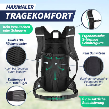 SASMO® Bike backpack 20l with thermal compartment & helmet net | MTB backpack | Bike backpack - incl. rain cover & phone pocket | Hydration pack bike backpack for men & women