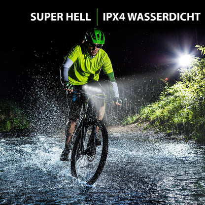 UPPEL front bike light with USB C charging port 2600 Lumens 5 LEDs 4 light modes 8000mAh easy installation Best aluminum front bike light