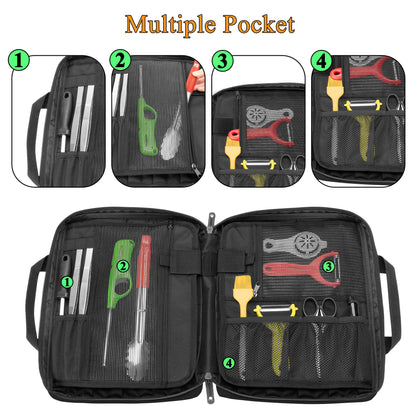 samdew Travel Chef Knife Bag, Professional Knife Storage Bag for Chefs with 20 slots & lockhole, Chef Roll Bag for Show Utensils, Bag only