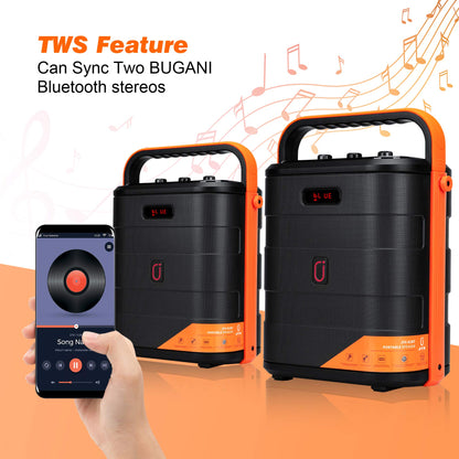 JYX Karaoke machine with wireless microphone, Bluetooth speaker system supports TWS, AUX, FM radio, Rec, TF, USB for parties, indoor/outdoor.