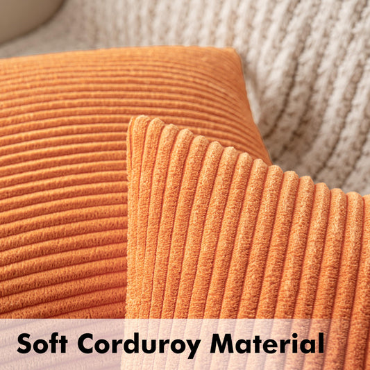 MIULEE 2-Pack Corduroy Pillow Covers Decorative Cushion Case Sofa Throw Pillow Couch Pillow Decorative Throw Pillow Cover with Hidden Zipper 45x45 cm Orange