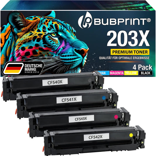Bubprint 4-Pack toner compatible as replacement for HP 203x 203a HP Color Laserjet Pro MFP M281fdw M254dw M254nw M254dnw M280nw M281fdn M281fw, m281fdw toner