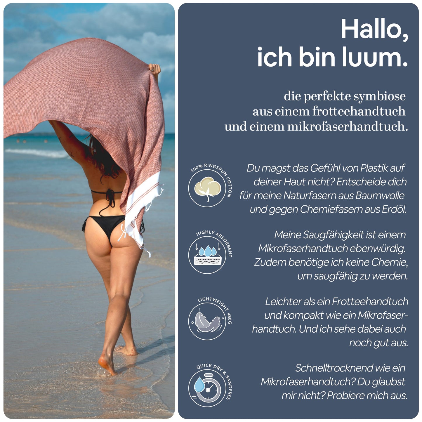 Luum® Sauna towel Hammam towel large 100x200 beach towel XXL bath towel hand towel yoga towel shower towel beach towel sauna towel travel towel Turkish Towels, women men, 100% cotton, Red