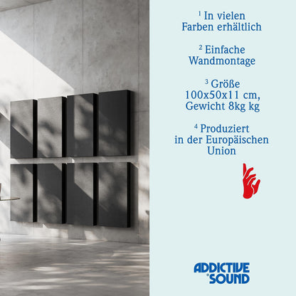 Addictive Sound premium acoustic panels - acoustic tiles and absorbers - acoustic panel and absorbers - acoustic panel measuring 100x50x11 cm - acoustic elements - Ivory