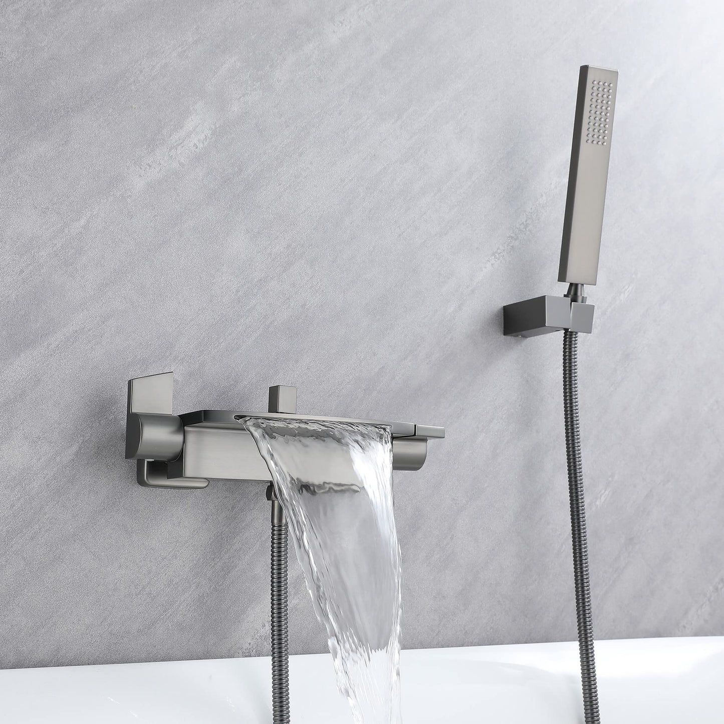 Bathtub faucet waterfall faucet bathtub mixer with shower tub faucet, tub faucet waterfall, bathtub faucet set, brass bathtub faucets (gray)