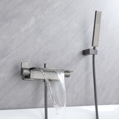 Bathtub faucet waterfall faucet bathtub mixer with shower tub faucet, tub faucet waterfall, bathtub faucet set, brass bathtub faucets (gray)
