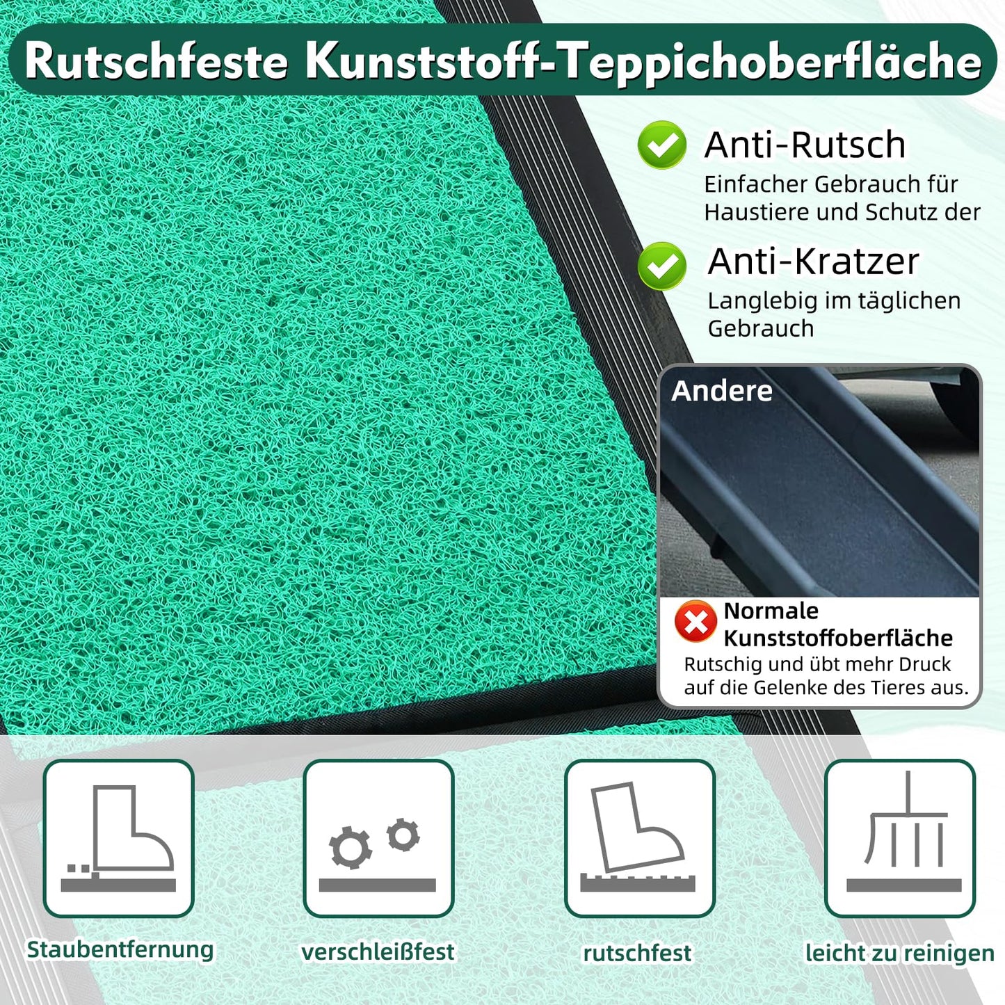 170cm dog ramp, foldable dog ramp for cars with non-slip carpet surface, dog stairs for SUVs, trucks & outdoor stairs, portable & durable dog ramp for large dogs up to 110kg.