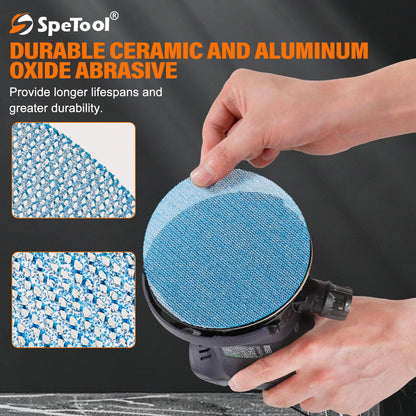 SpeTool Sanding Mesh 125mm Velcro 30 Pcs Sanding Discs Grit 120 Dust-Free Velcro Sandpaper for Wood, Drywall, Metal, Epoxy Resin