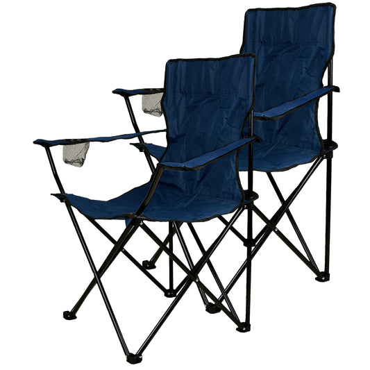 Nexos 2-piece fishing chair, folding camping chair with armrest and cup holder, practical, sturdy, lightweight, blue.