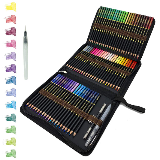 tvfly 72 Professional Watercolor Pencils, Watercolor Pencils with Premium Black Zipper Case Easy to store and protect colored pencils Ideal set for artists, adults, and children