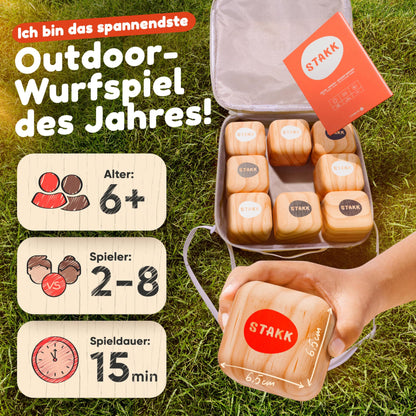 STAKK | The new outdoor throwing game for kids & adults | Bocce-boule with a modern twist | Exciting garden and beach game for young & old | Invented in Germany