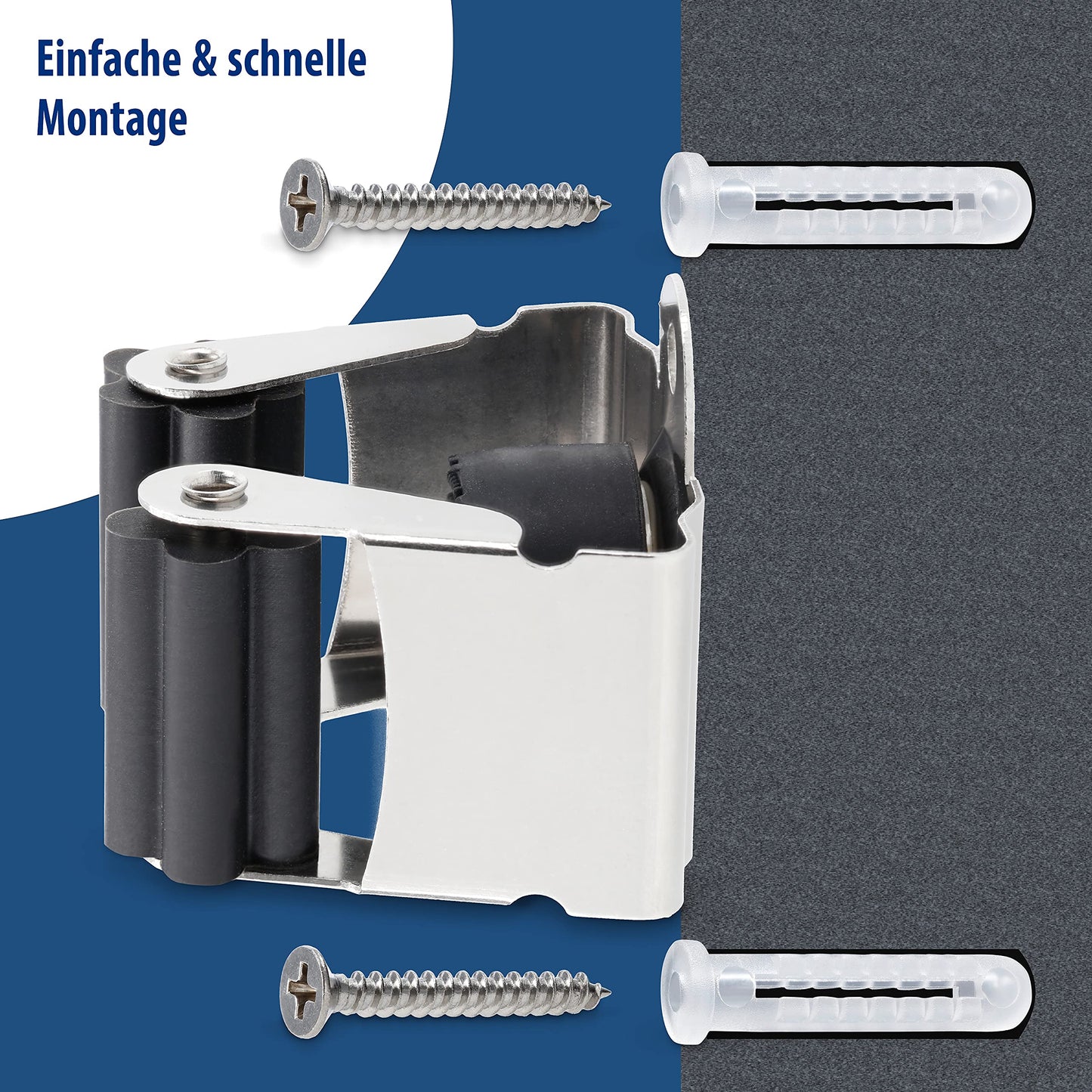 Maila® Device Holder (Set of 10) - Sturdy 304 Stainless Steel Rustproof - Broom Holder with Strong Clamping Force, Wall Mount for Brooms, as Tool Holder
