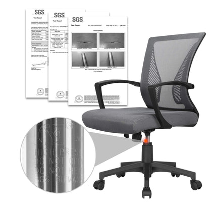 Yaheetech Office Chair Ergonomic, Desk Chair with Mesh Backrest, Task Chair with Armrests, Executive Chair made of Mesh, Adjustable Height Computer Chair 136 kg, Breathable, Tilt Function Dark Gray