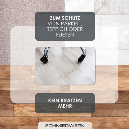 SMITHWORK Office Chair Mat Various Sizes - Floor Protection Mat for Desk Chair Non-Slip in Milk White | Made in Germany (120x120)