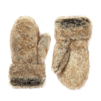 Fur-lined Alaskan Mittens - Women's Fur Gloves - Winter Gloves with Fur (Gray with Brown Alaskan)