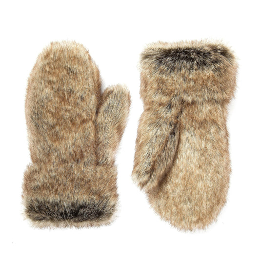 Fur-lined Alaskan Mittens - Women's Fur Gloves - Winter Gloves with Fur (Gray with Brown Alaskan)